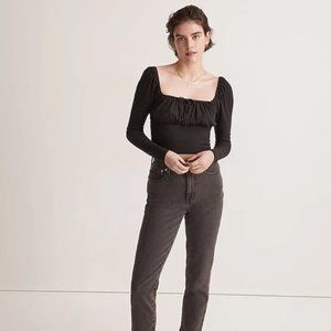 Madewell ribbed long sleeve cropped top NWT Large Black